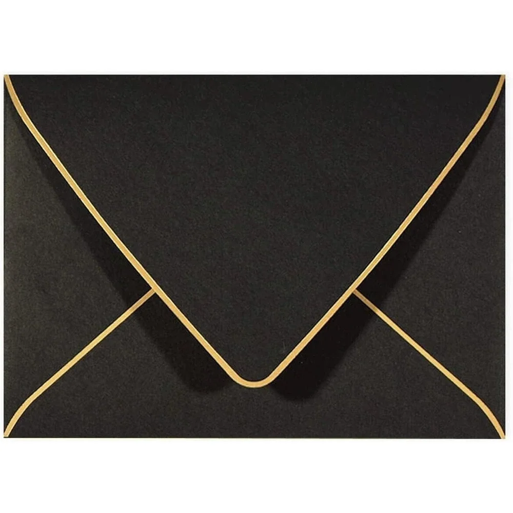 50 Pack A6 Black Invitation 4x6 Envelopes - Self Seal, V flap, 6.5 x 4.75 Black